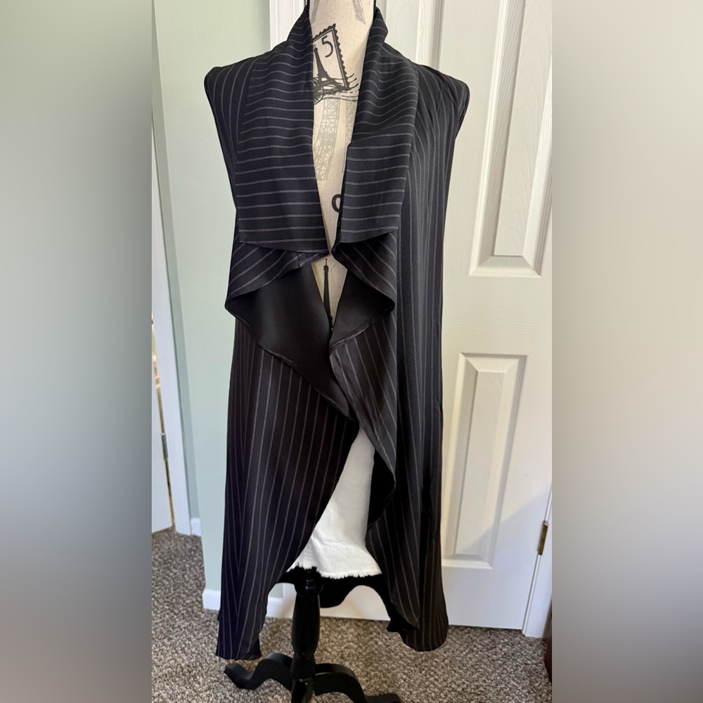 NWT Perch by Blu Pepper Charcoal and White Striped cape women size 1XL